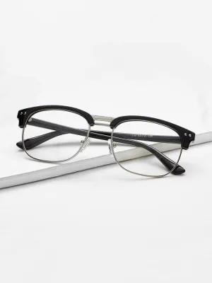 Black Open Frame Silver Trim Glasses