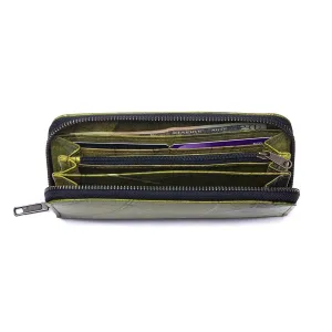 Leaf Leather Long Wallet - Green